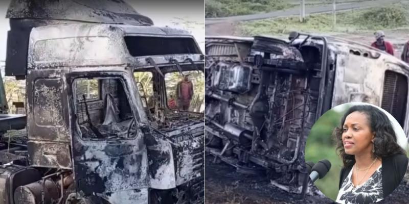 File image of burnt vehicles in the Kihoto area in Naivasha.